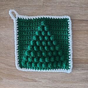 Single Green Christmas Pot Holder, Christmas Tree Hot Pad, Kitchen Holiday Decor